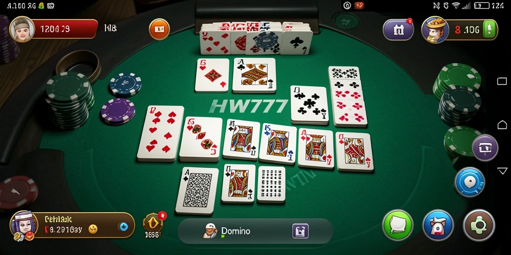 Antarmuka HW777 yang menarik dengan fungsi permainan domino yang intuitif.