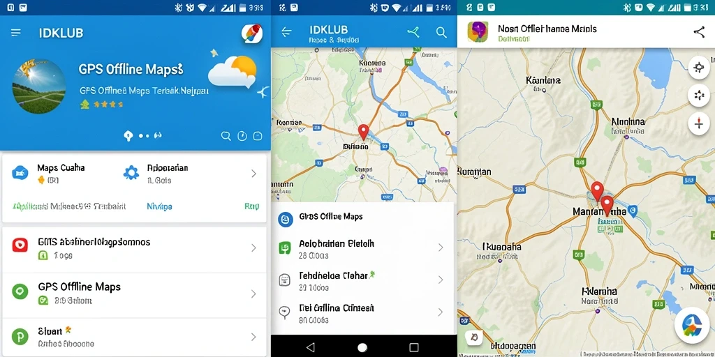 Antarmuka pengguna IDKLUB yang jelas dan informatif untuk navigasi GPS Offline.