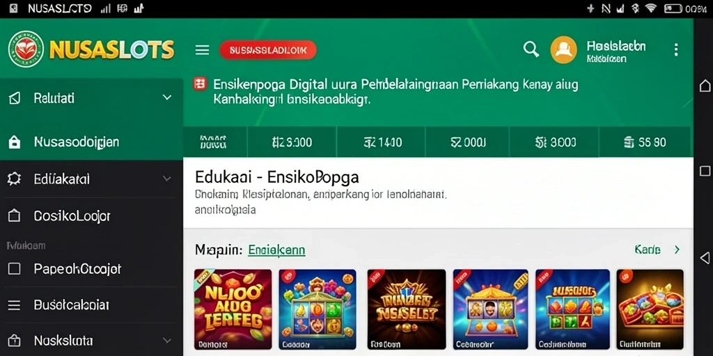 Antarmuka aplikasi NUSASLOTS yang modern dan interaktif.