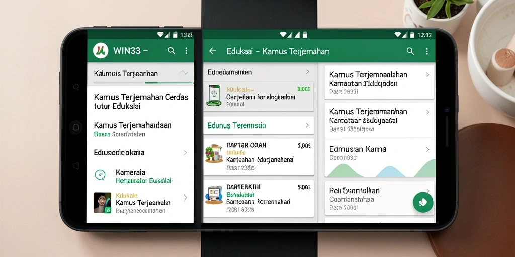 Antarmuka aplikasi WIN33 yang rapi dan fungsional untuk Kamus Terjemahan.